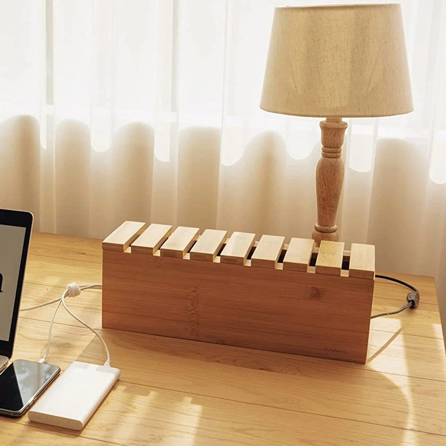 Ocultador de cables eléctrico madera para enchufes y TV - imagen 4