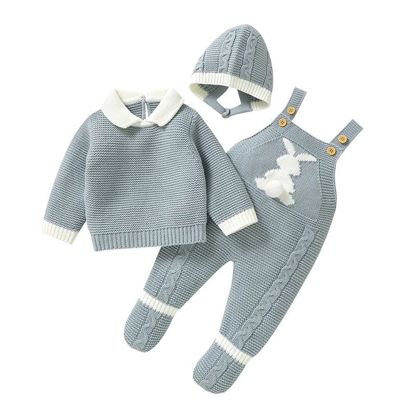 Conjunto de bebé de invierno cálido con suéter y gorro - imagen 5