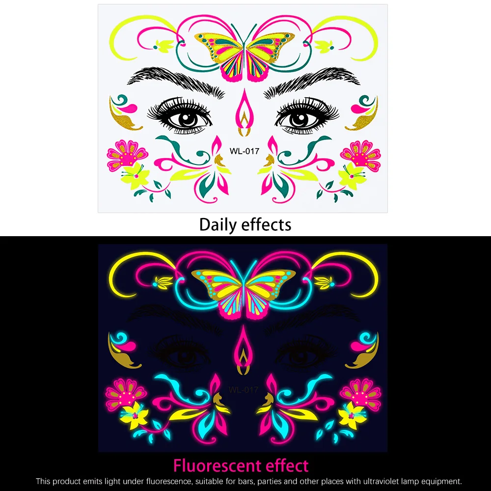 Pegatinas faciales fluorescentes resistentes al agua para festivales - imagen 5