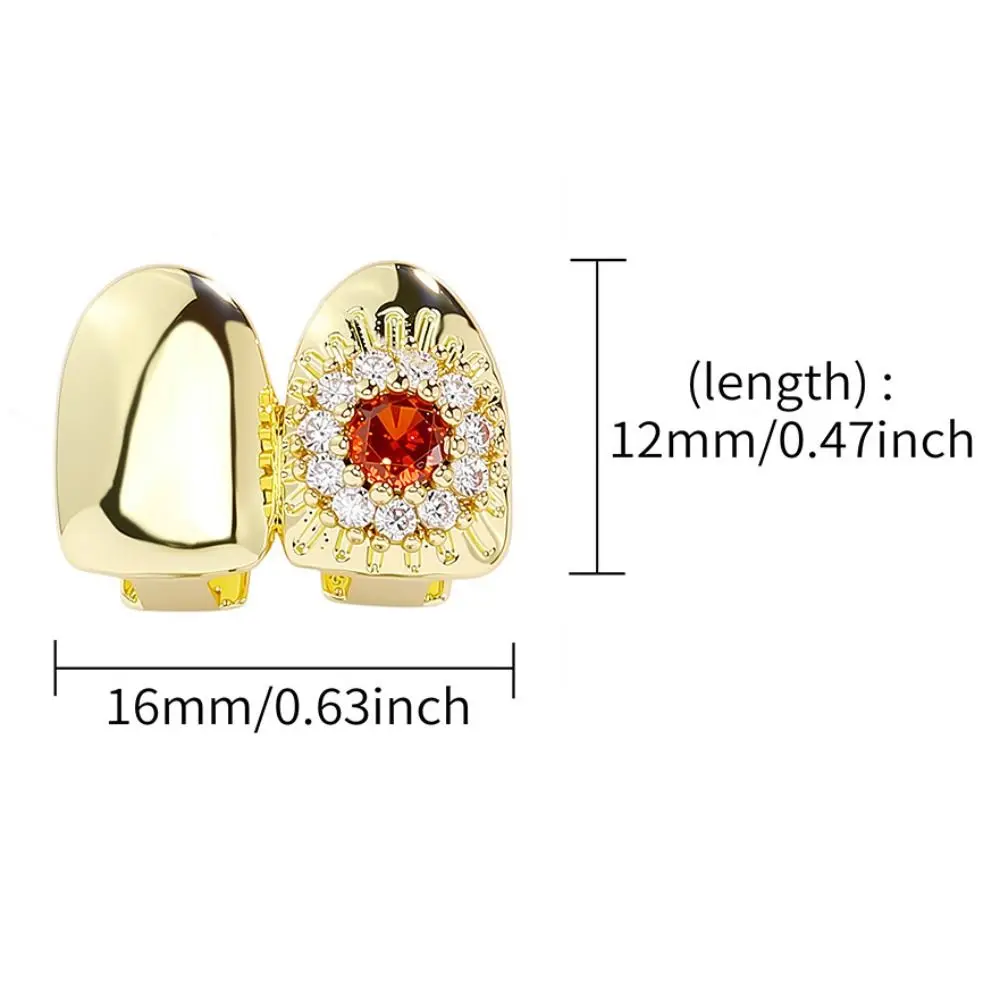 Grillz dentales removibles estilo hip hop dorado y plateado floral - imagen 4