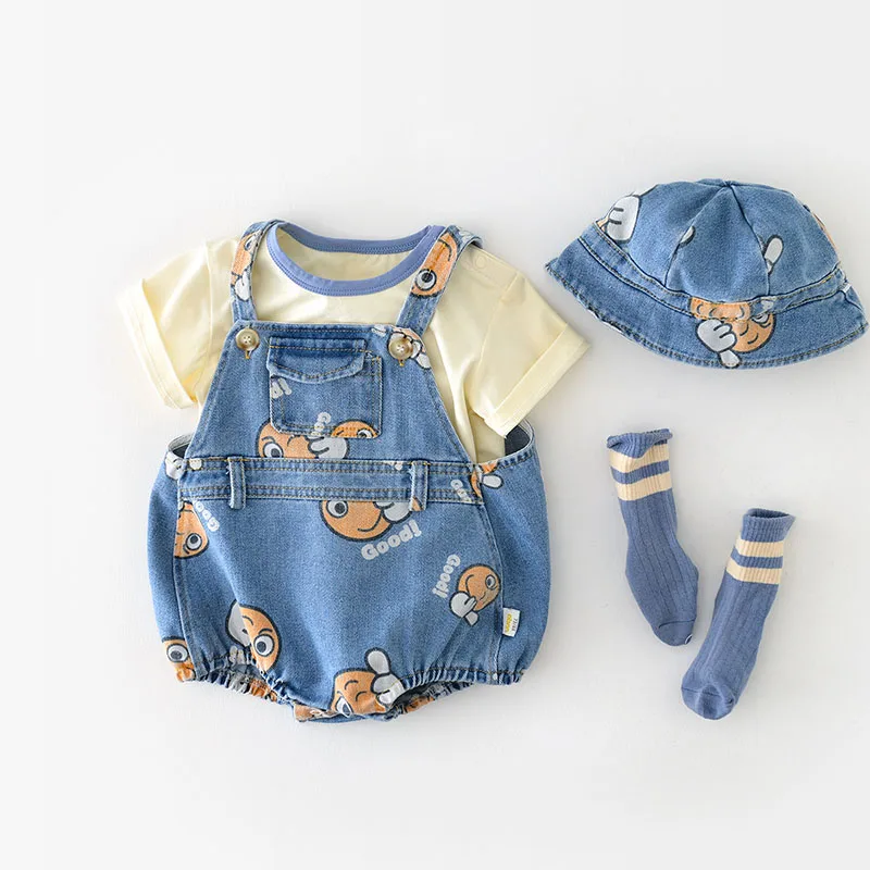 Body y gorra de mezclilla para bebé – Set suave unisex