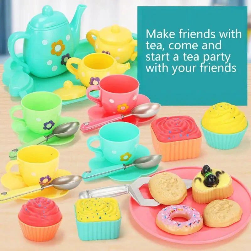 Mesa con juego de té de plástico