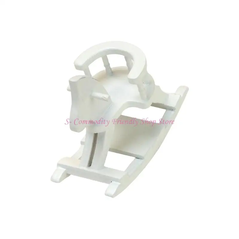 Caballo mecedora en madera estilo nórdico para casa de muñecas - imagen 5