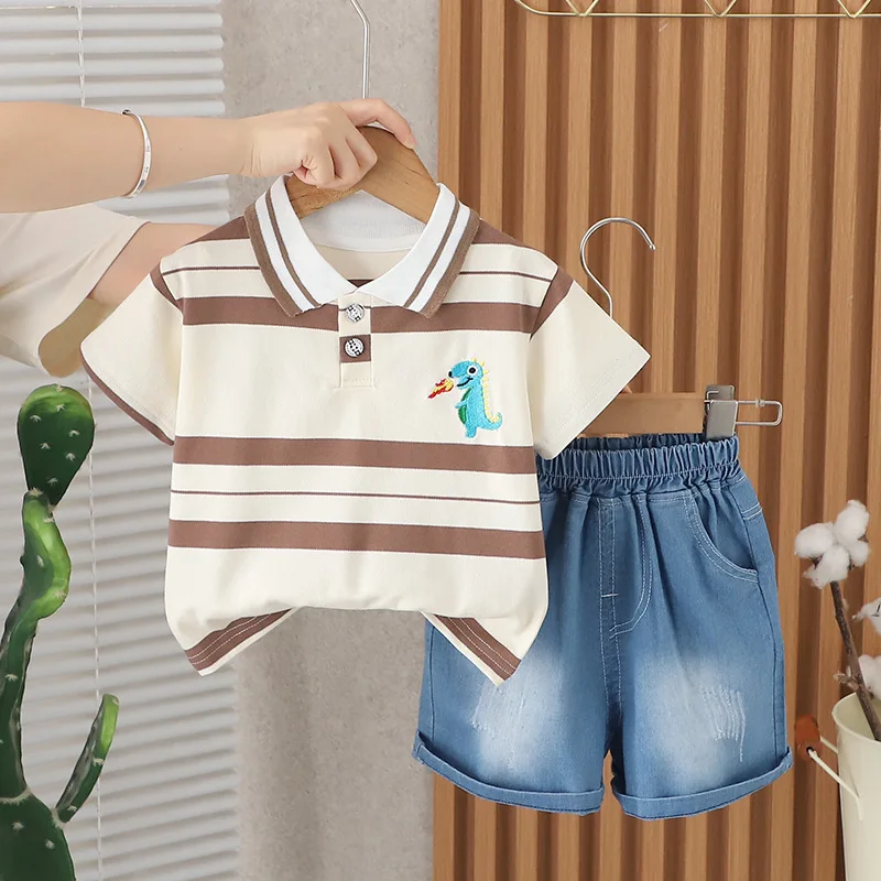 Conjunto bebé verano de camiseta a rayas y pantalón corto - imagen 3