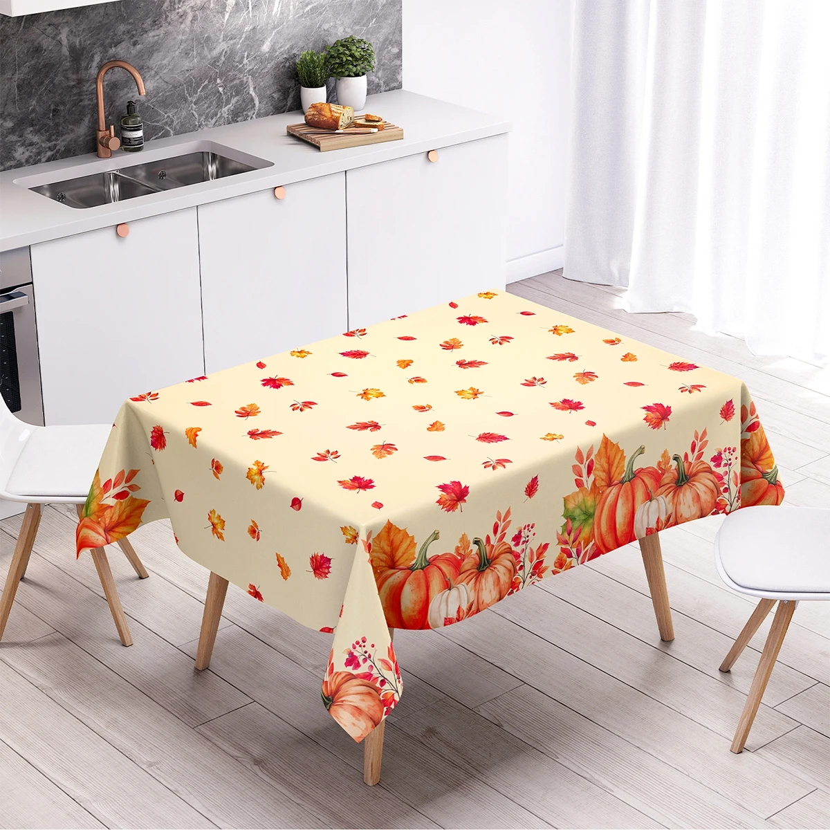 Camino de mesa de lino con hojas de otoño para habitación infantil - imagen 5