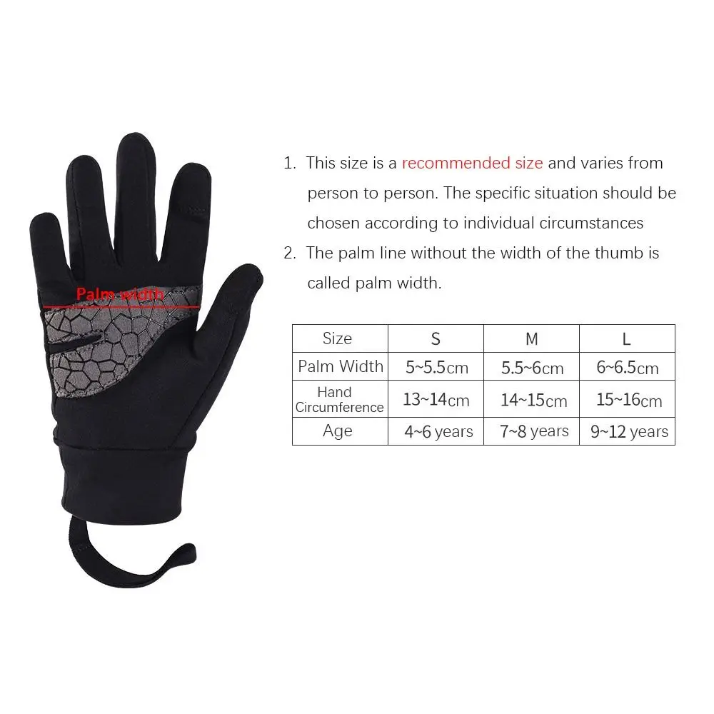 Guantes de ciclismo para niños con protección antiviento y forro cepillado