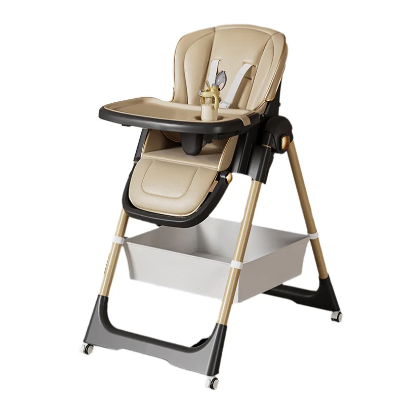 Silla de comedor para bebé portátil plegable con ruedas universales - imagen 5