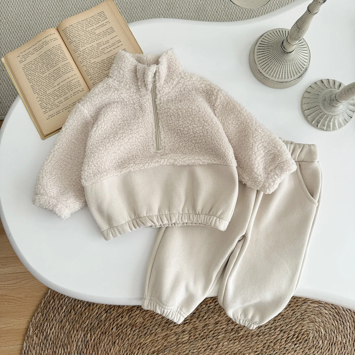 Conjunto de chándal de lana para niños pequeños, térmico - imagen 3