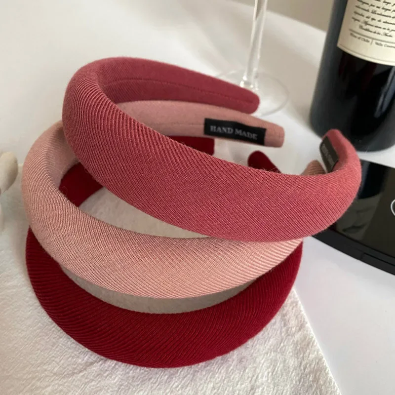 Diadema ancha de esponja lisa para pelo, cómoda y moderna en chicas - imagen 3