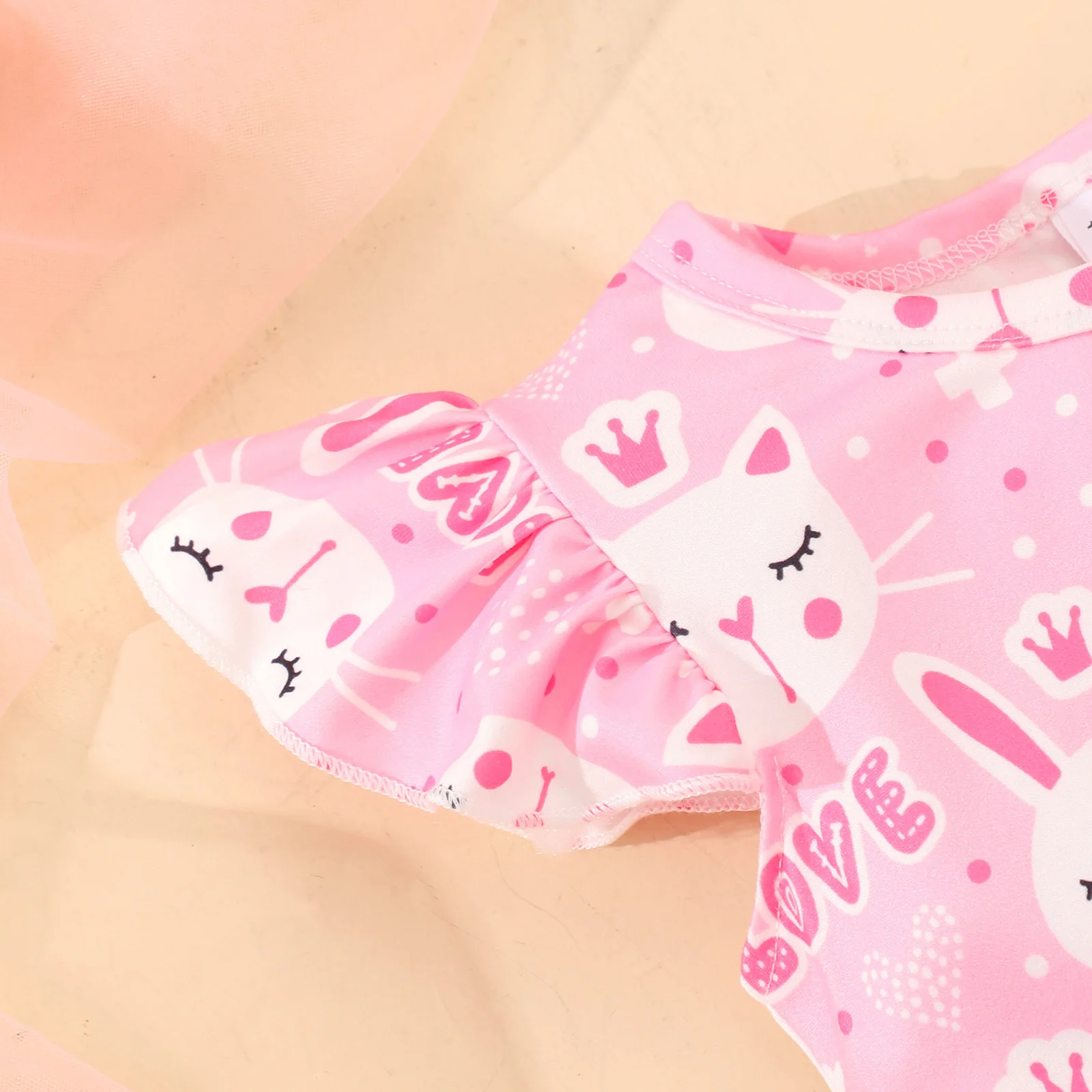 Vestido veraniego de algodón para niña – Manga voladora y cintura alta - imagen 3