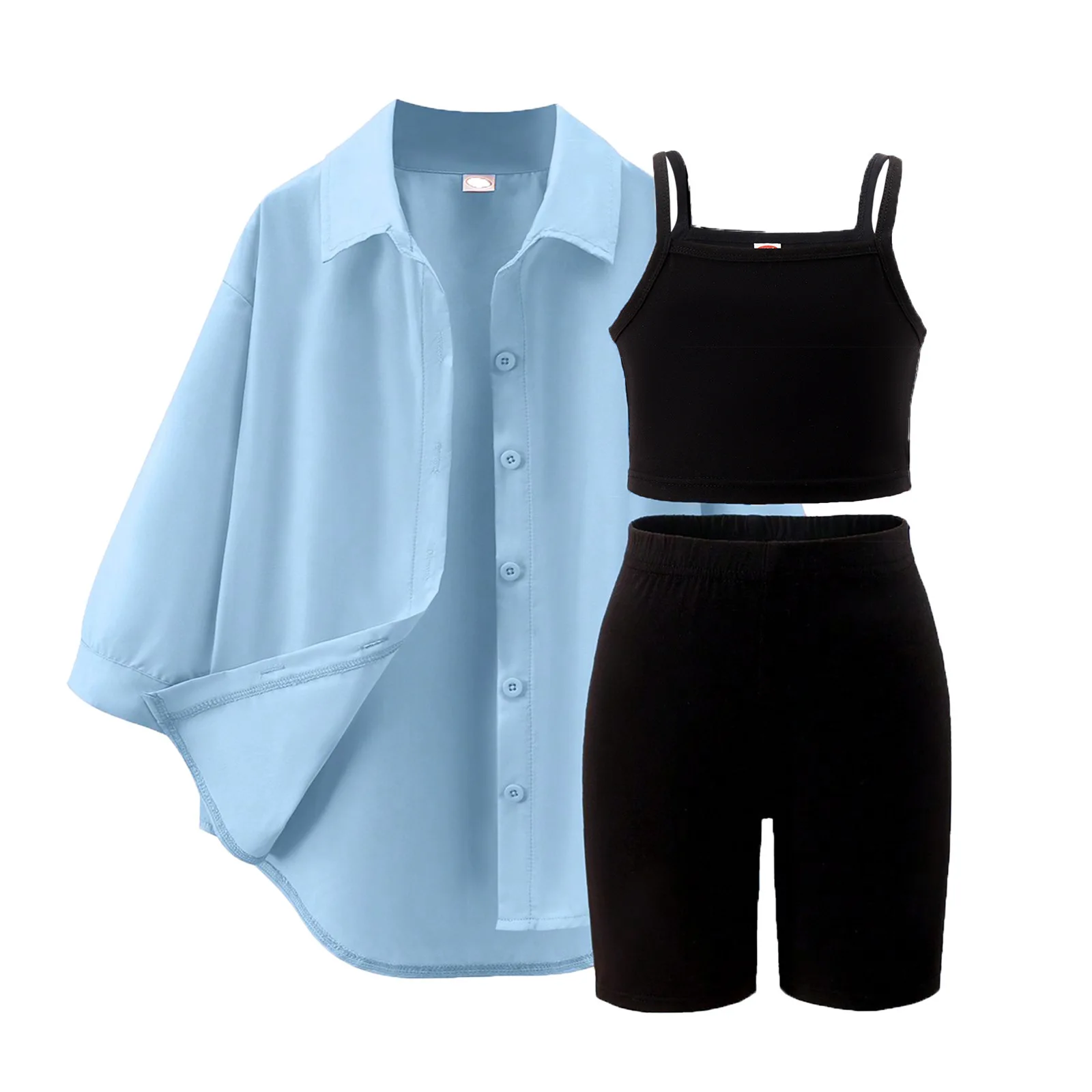 Conjunto niña de verano con chaqueta, chaleco y pantalón corto - imagen 3