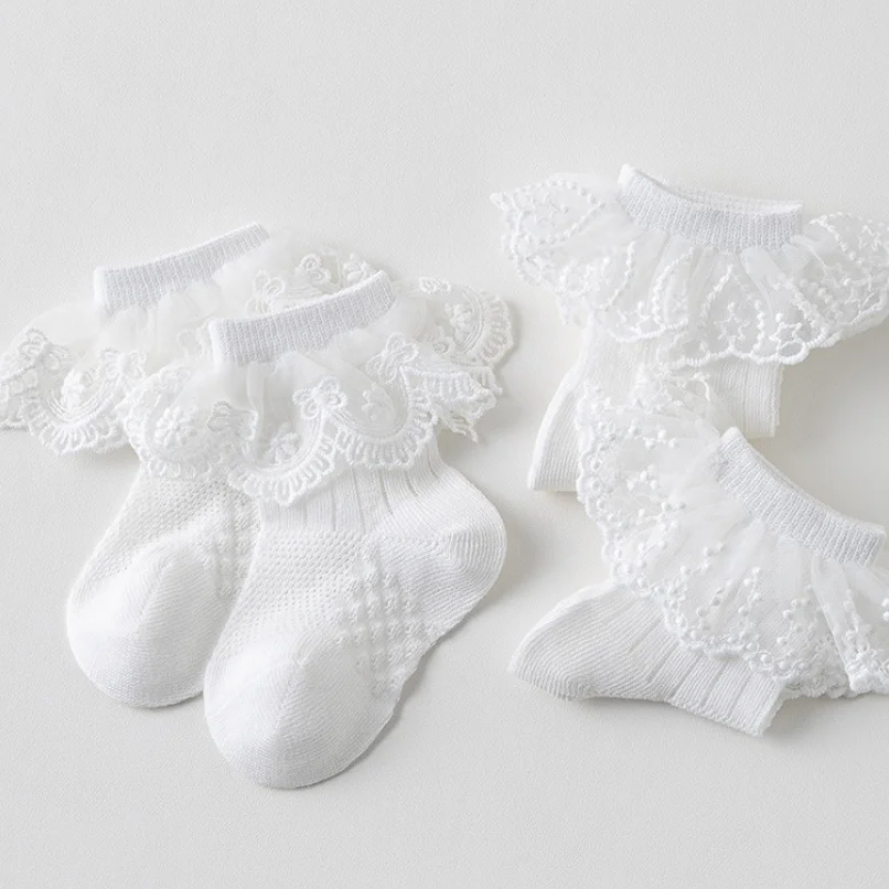 Calcetines finos verano malla algodón con encaje para niña - imagen 5
