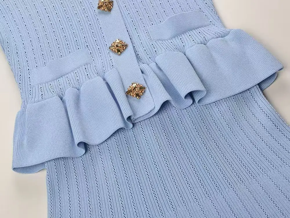 Conjunto de otoño francés: top de punto ajustado y falda sirena