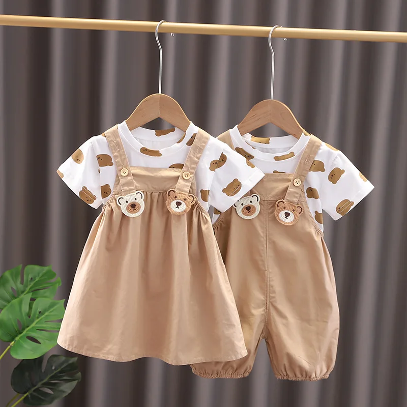 Conjunto verano niños: camiseta dibujos animados + shorts tirantes - imagen 5