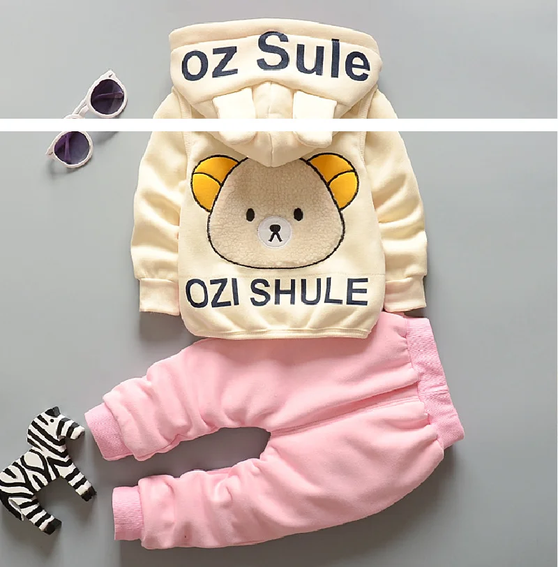 Conjunto de lana gruesa infantil con capucha para invierno - imagen 5