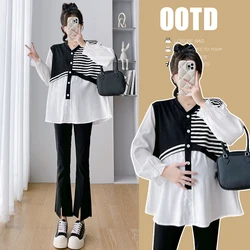 Blusa de embarazo patchwork suelta estilo coreano