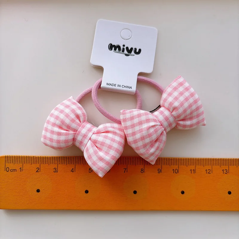 Lazos para el pelo de bebé rosa con gomita elástica primavera-verano - imagen 4