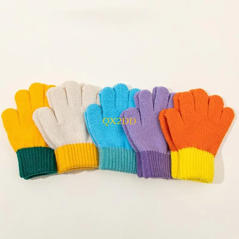 QX2D Guantes de punto para bebés elásticos cálidos unisex mitones