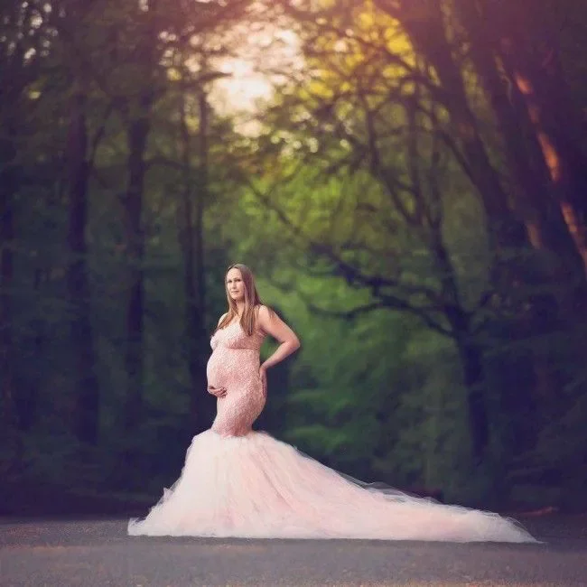 Vestido de embarazo encaje manga corta para sesión fotográfica - imagen 2