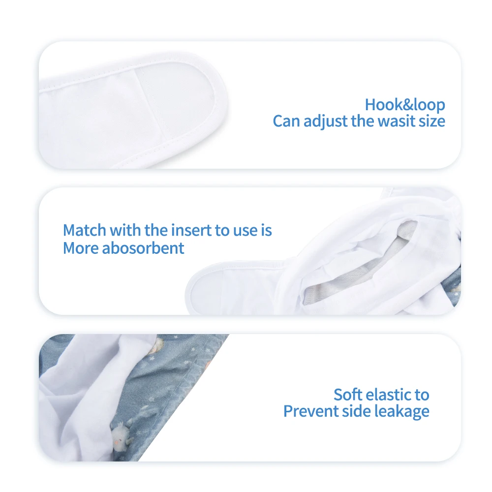Elinfant Pañal de Tela Lavable Impermeable con Cinta Mágica para Bebé - imagen 2