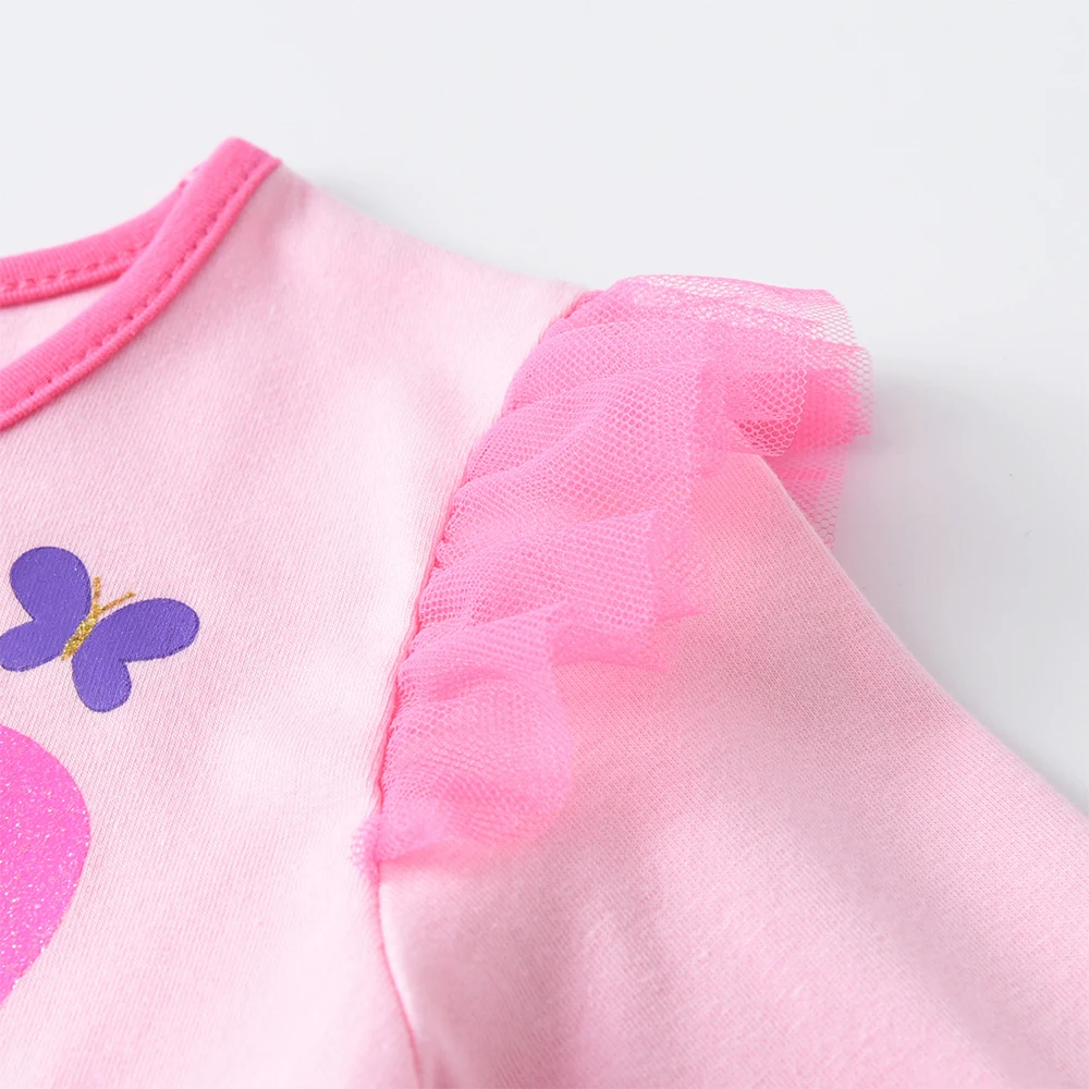 DXTON vestido princesa de malla manga larga con mariposas - imagen 3