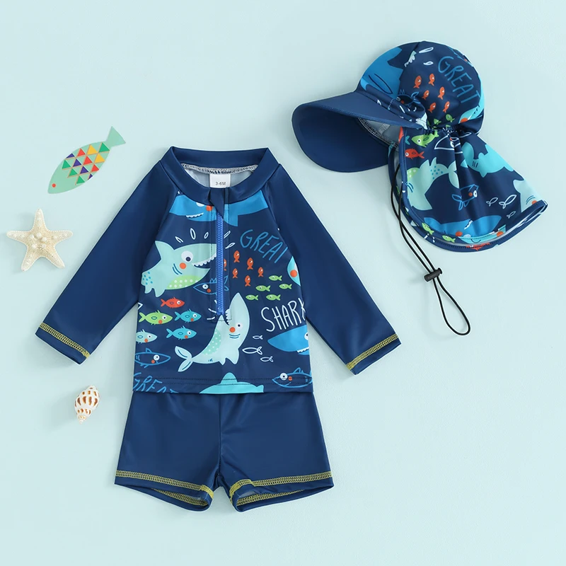 Detalle de la cremallera y manga larga del traje de baño infantil
