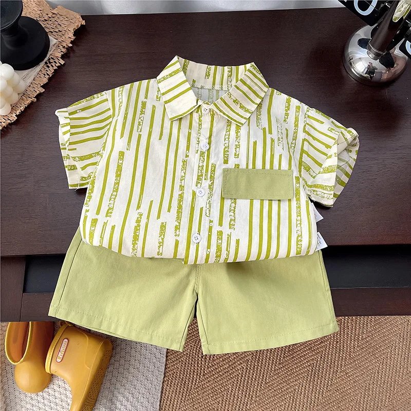 Conjunto de verano a rayas para bebé niño: camiseta de algodón y shorts - imagen 4