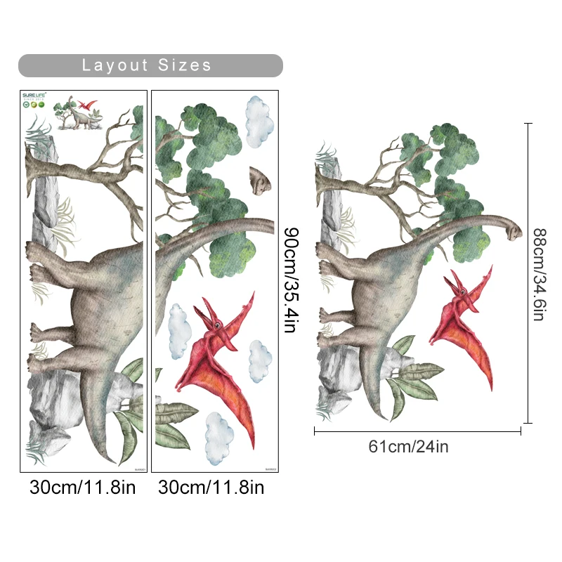 Pegatina decorativa de pared con dinosaurios