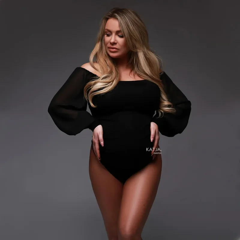 Body maternal negro con escote halter - imagen 3