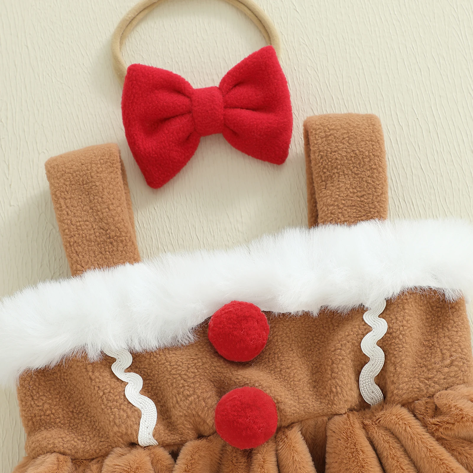 Tregren Vestido de Navidad para bebé niña con estampado jengibre - imagen 2