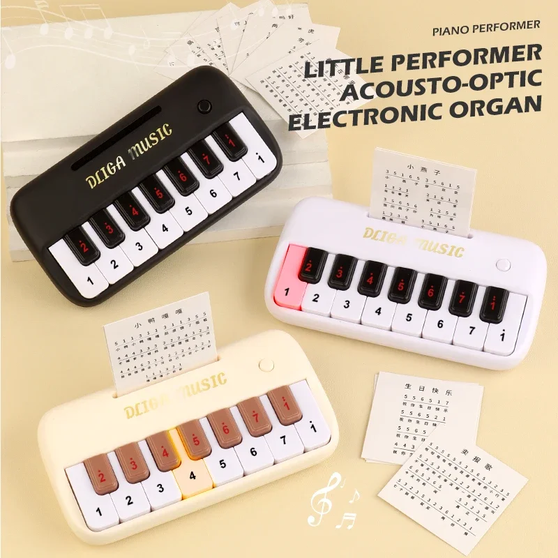 Piano infantil eléctrico con luces, juguete educativo temprano - imagen 3