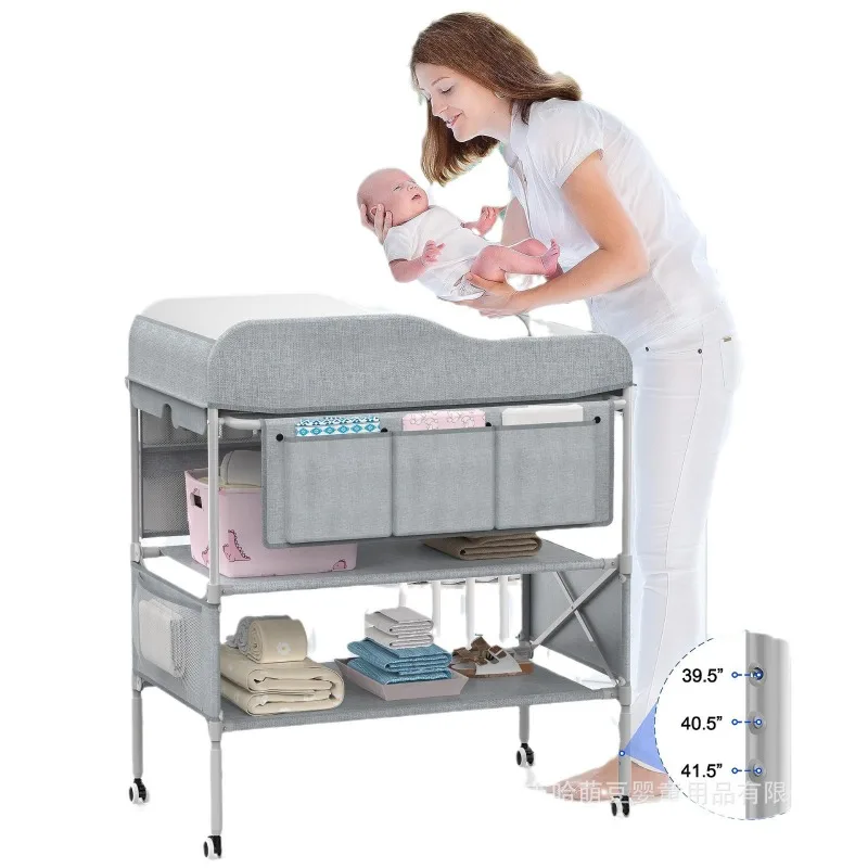 Mesa de pañales plegable multifunción para bebé con cómoda móvil - imagen 2