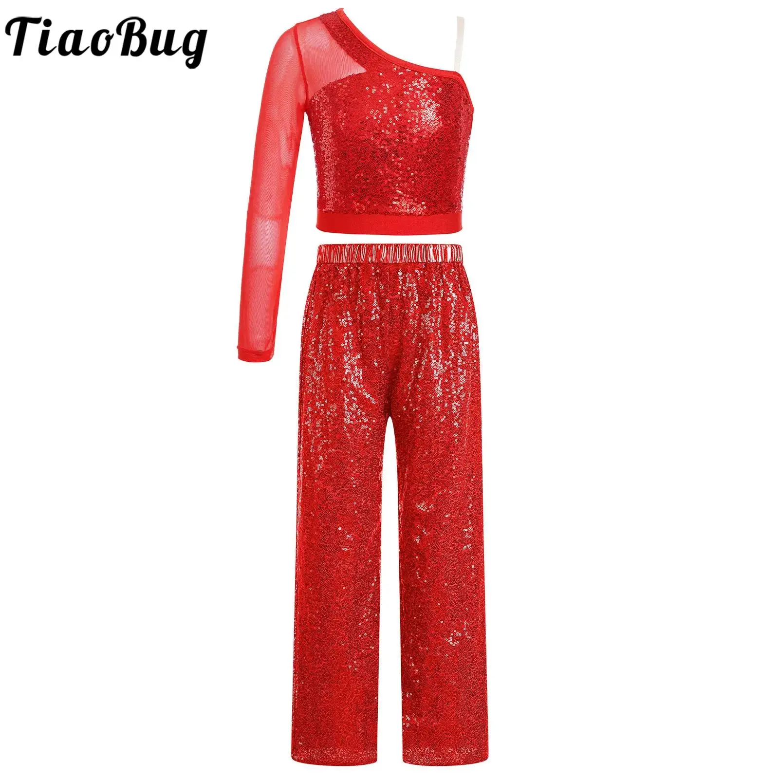 Disfraz de Jazz para niñas con top asimétrico y pantalón alto