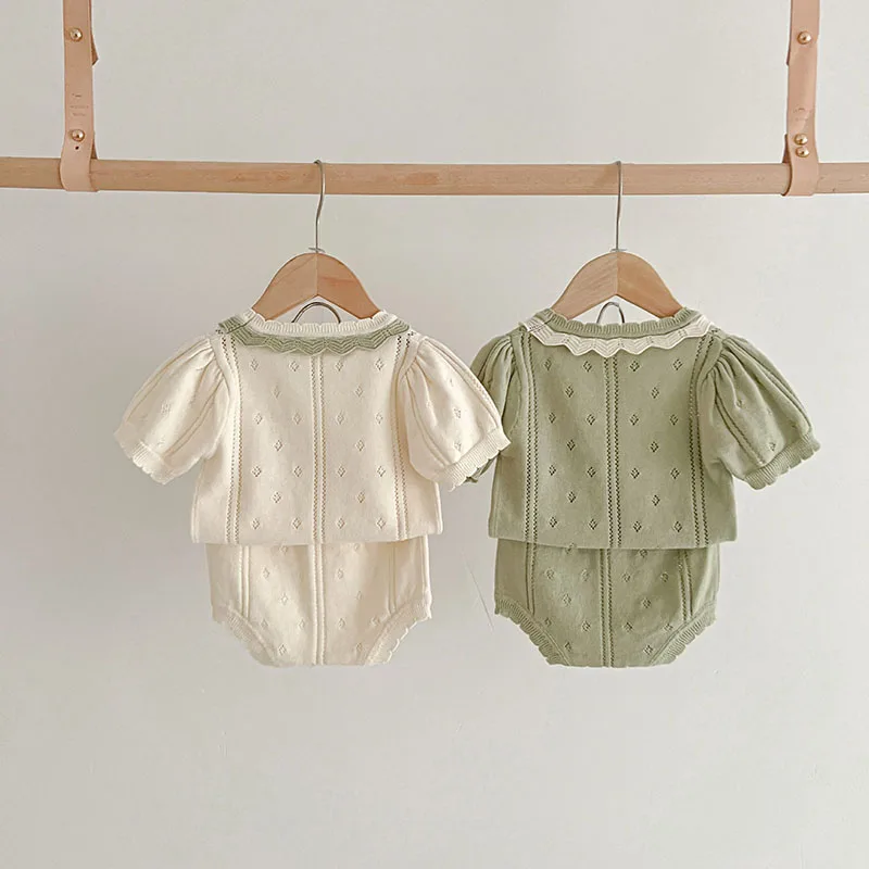 MILANCEL Conjunto Verano Niña – Camiseta Punto Calada y Pantalones Cortos - imagen 5