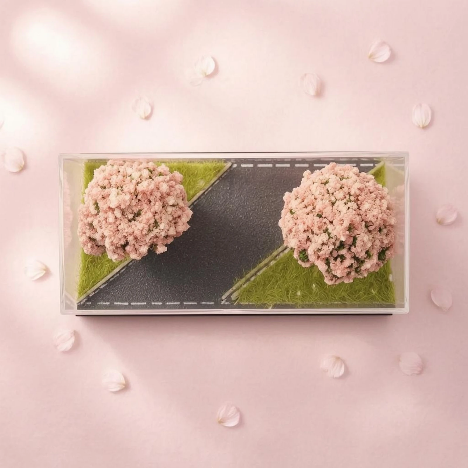 Diorama de flor de cerezo con miniatura de coche en acrílico - imagen 2