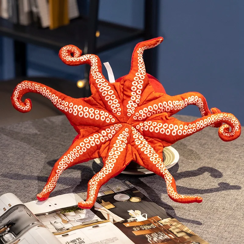 Peluche de pulpo rojo suave con forma de almohada para niños - imagen 2