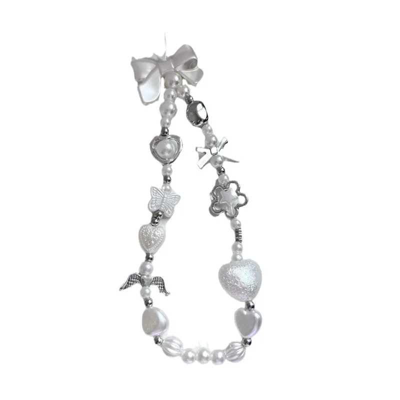 Colgante infantil con cordon y dije floral - lazo blanco barroco - imagen 4