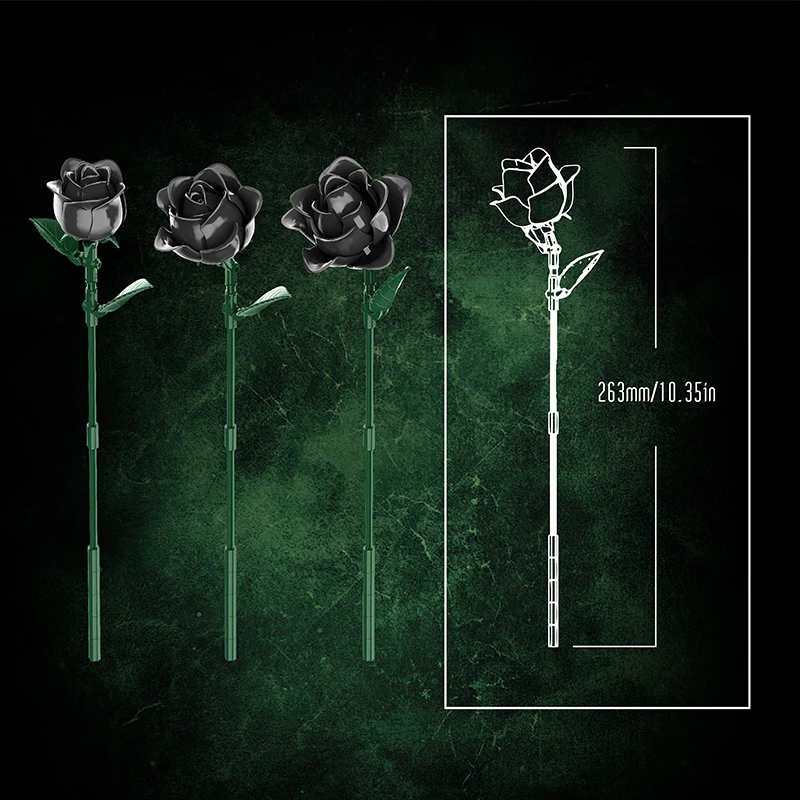 Bloques de construcción de rosas negras decorativas – RamoDIY para niños - imagen 4