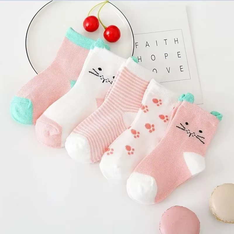 Calcetines de bebé de algodón suaves con gato – Diseño lindo - imagen 3