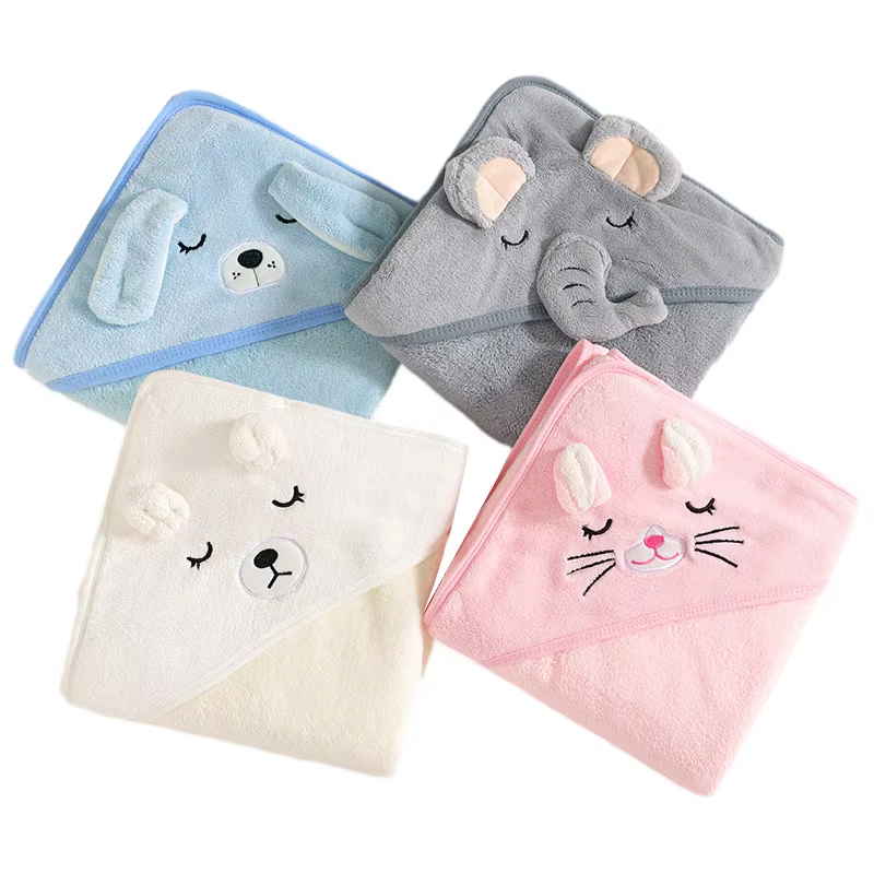 Toalla de baño bebé con capucha animal absorbente suave cómoda