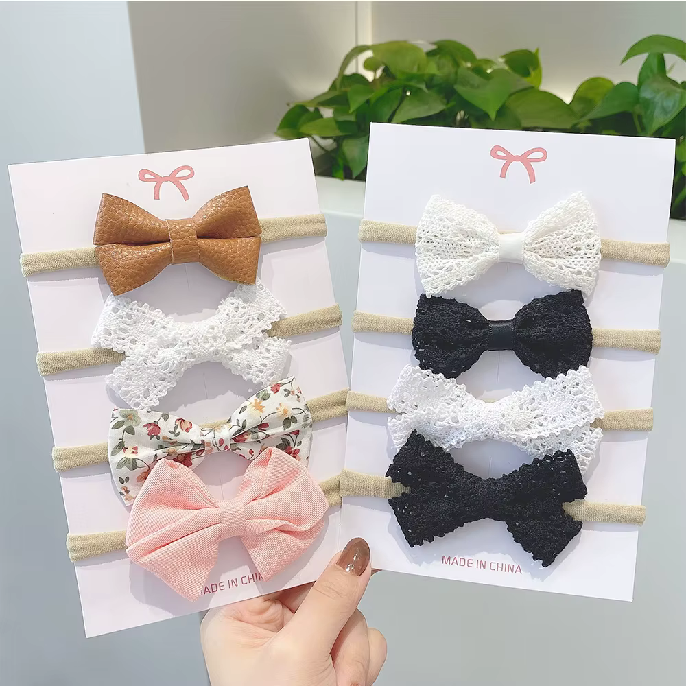 Diadema lazo encaje para bebé recién nacida – Accesorio suave