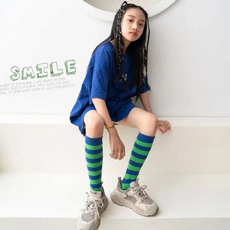 Calcetines hasta la rodilla para niña estilo retro a rayas - imagen 5