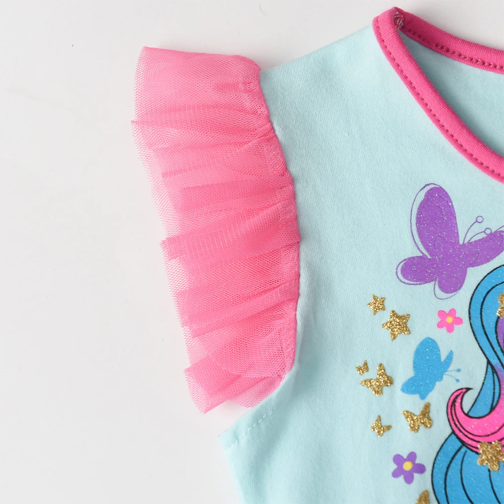 DXTON vestido de niña veraniego en algodón con tul y mariposas - imagen 4