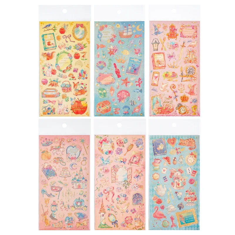 Adhesivos decorativos princesa y hadas con flores doradas para diario - imagen 5
