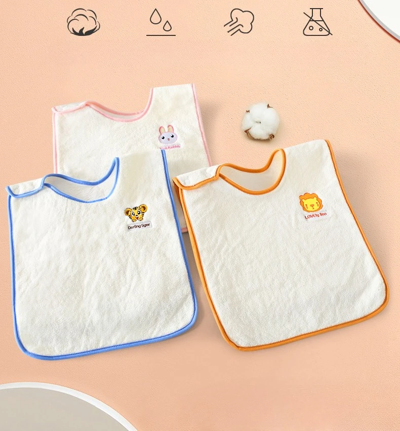 Babero impermeable con dibujos animados y bordado para bebé