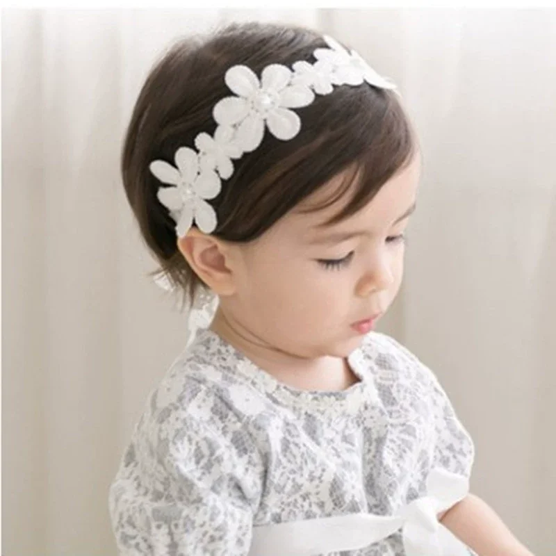 Diadema para bebé con encaje y flores, estilo coreano - imagen 4