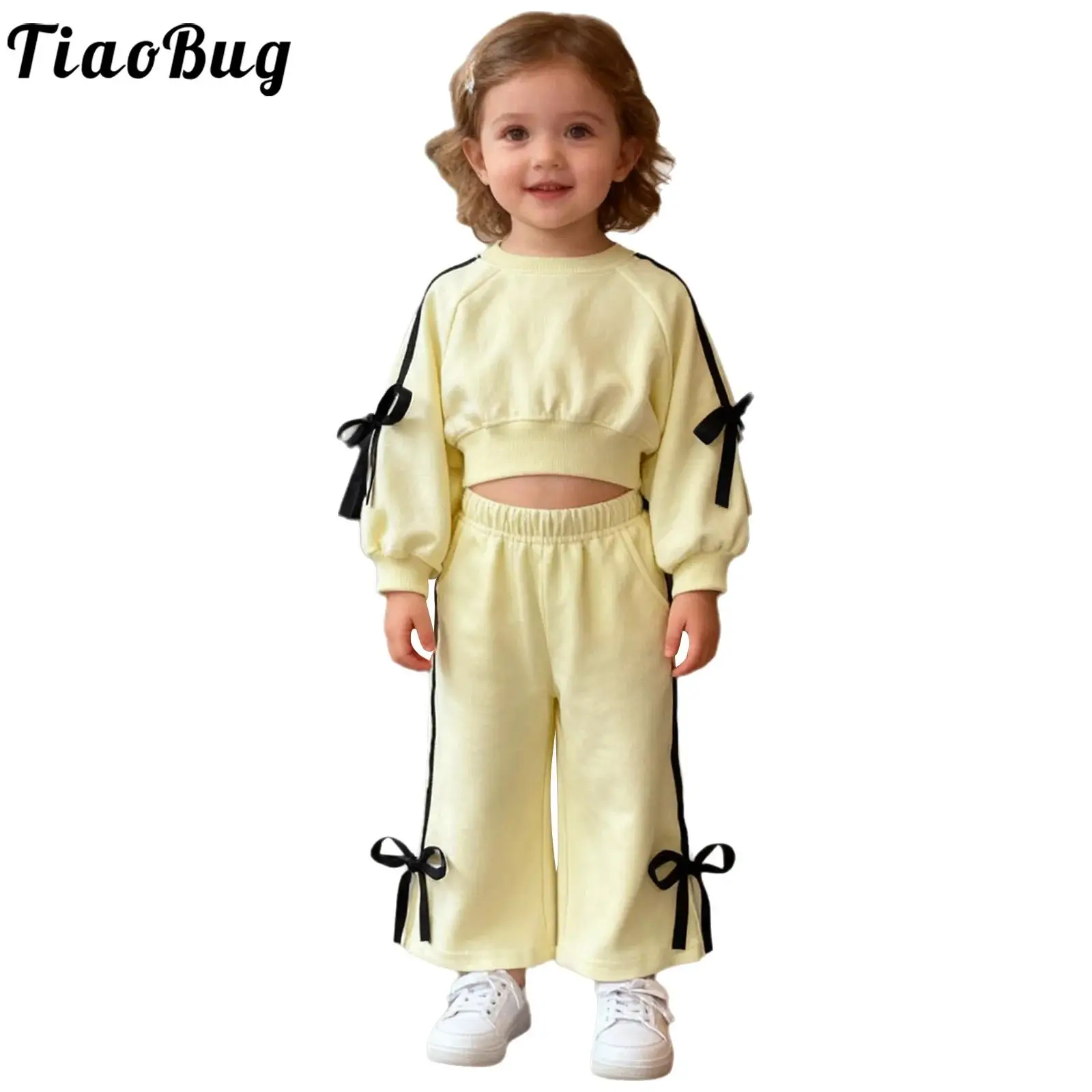 Conjunto bebé niña sudadera de rayas con lazo y pantalón elástico - imagen 2