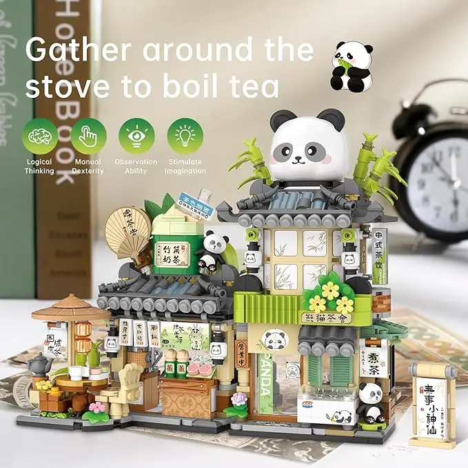 Set bloques de construcción Panda Tea House urbano plegable
