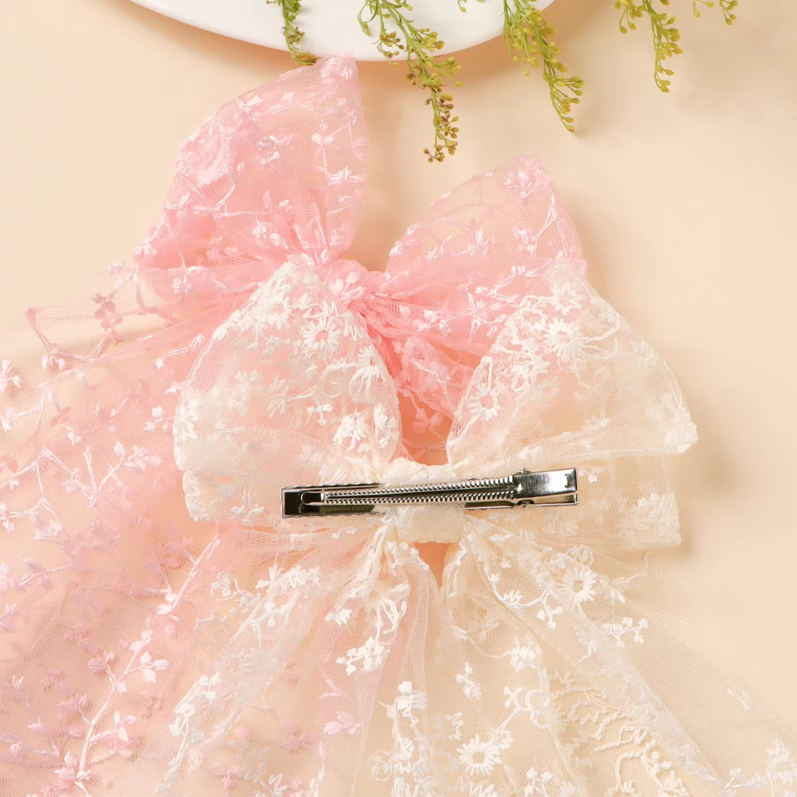 Pinza de pelo lazo encaje horquilla pato - accesorios para niñas - imagen 3