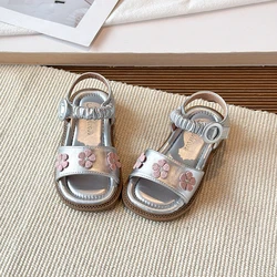 Sandalias de verano antideslizantes para niñas con estampado floral